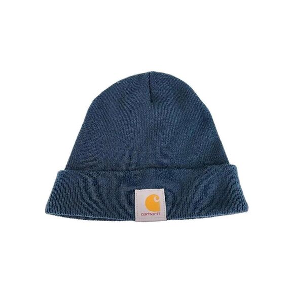 Carhartt Navy Blue Patch Beanie Watch Cap Made In USA Snow Winter Beanie Hat - Picture 1 of 8